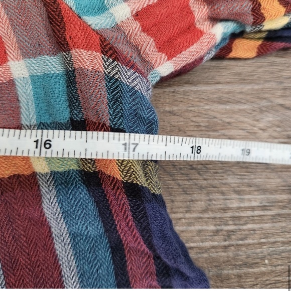 Free People We The Free Smocked Plaid Boho Top S - Picture 11 of 12